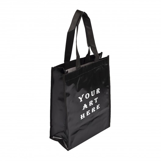 Black Small Laminated Tote Bag 9" W x 12"H x 4"D
